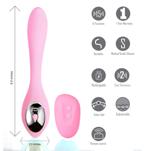 Harmonie Rechargeable Remote Silicone Bendable  Vibrator - Pink  3