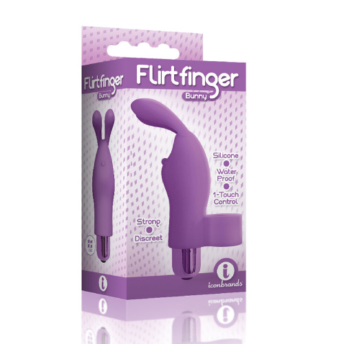 The 9's Flirt Finger Bunny Finger Vibrator - Purple  3