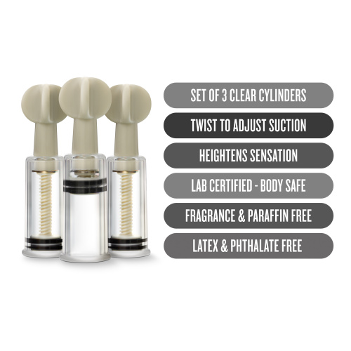 Temptasia - Clit and Nipple Twist Suckers - Set of 3 - Clear  4