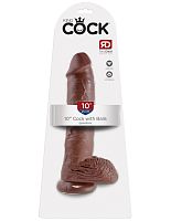 King Cock 10-Inch Cock With Balls - Brown