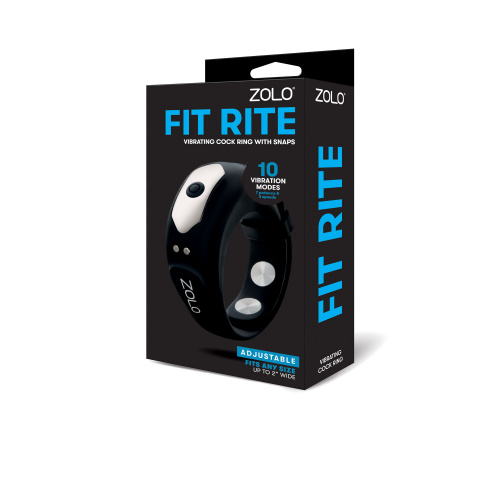 Zolo Fit Rite Vibrate Cock Ring With Snaps - Black  2