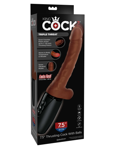 7.5 Inch Thrusting Cock With Balls - Brown  3