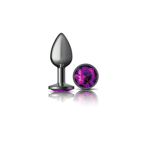 Cheeky Charms-Gunmetal Metal Butt Plug- Round-Deep Purple-Small  2