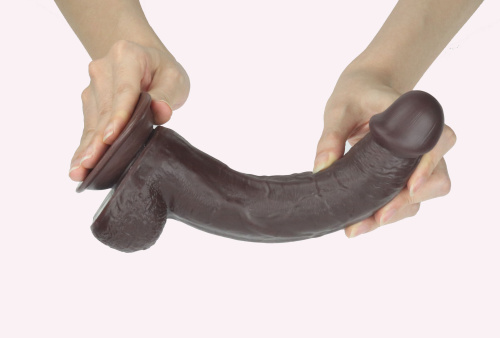 Get Lucky 9 Inch Real Skin Dildo - Dark Brown  4