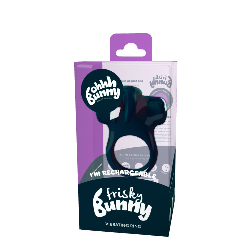 Ohhh Bunny Frisky Bunny Vibrating Ring - Black Pearl  2