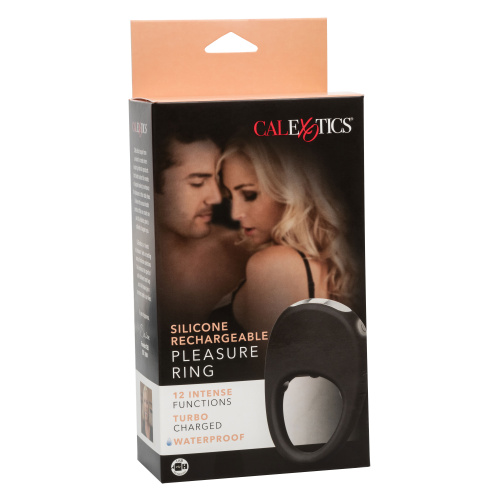 Silicone Rechargeable Pleasure Ring - Black - Black  2