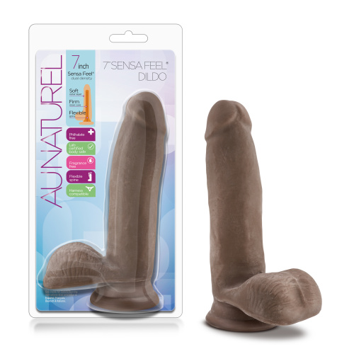 Au Naturel - 7 Inch Sensa Feel Dildo - Chocolate  4