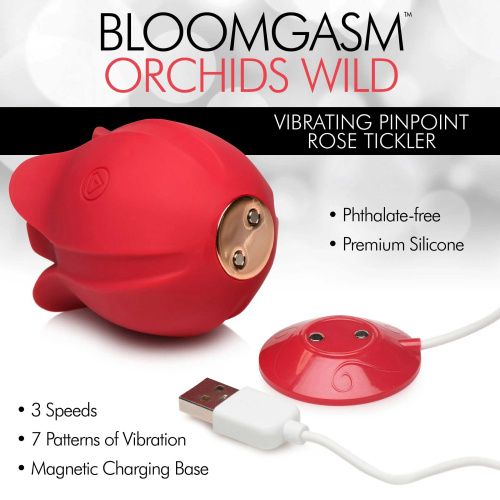 Orchids Wild Vibrating Pinpoint Rose Tickler - Red  5