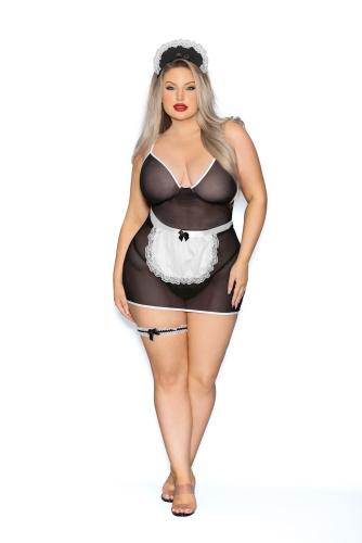 Private Maid 5 Pc Set - Queen Size - Black/white  2