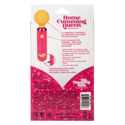 Naughty Bits Home Cumming Queen Vibrating Wand - Orange/pink  3