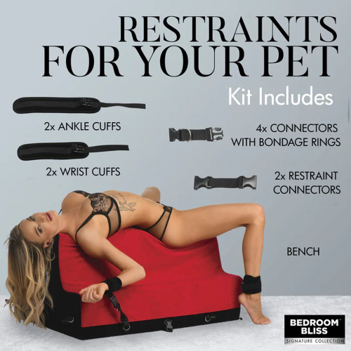 Lover's Bondage Bench - Red  2