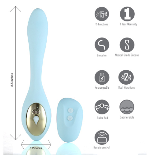 Harmonie Rechargeable Remote Silicone Bendable  Vibrator - Teal  3