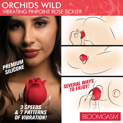 Orchids Wild Vibrating Pinpoint Rose Tickler - Red  4