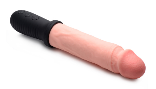 8x Auto Pounder Vibrating and Thrusting Dildo With Handle - Flesh  2