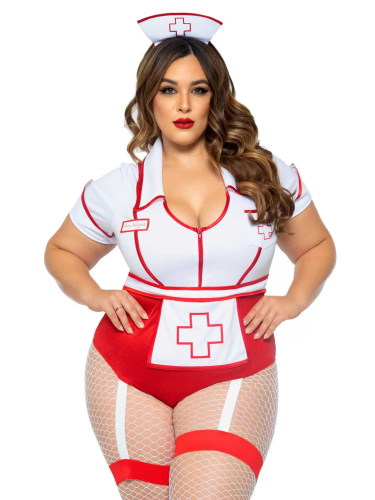 Plus Nurse Feelgood Sexy Costume - 3x/4x - White / Red  3