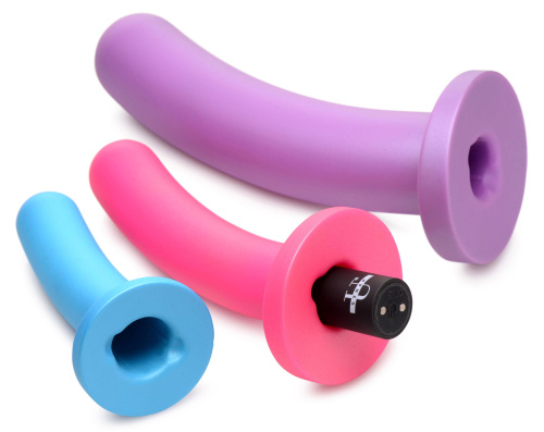 Triple Peg 28x Vibrating Silicone Dildo Set With Remote  4