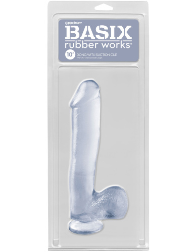 Basix Rubber Works - 10 Inch Dong With Suction Cup - Clear  2