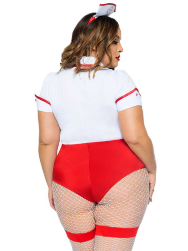 Plus Nurse Feelgood Sexy Costume - 1x/2x - White / Red  2