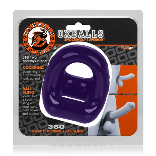 360 2- Way Cockring and Ballsling - Eggplant  3