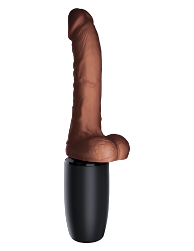 7.5 Inch Thrusting Cock With Balls - Brown  2