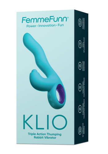 Klio Triple Action Thumping Rabbit Vibrator -  Turquoise  4