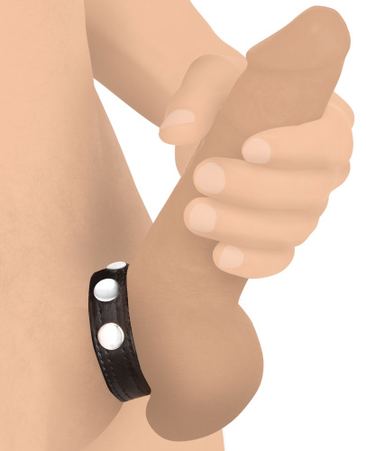 Cock Gear Leather Speed Snap Cock Ring - Black  2