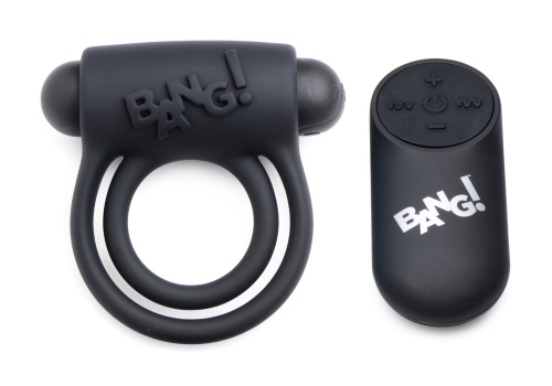 Bang - Silicone Cock Ring and Bullet With Remote Control - Black  2