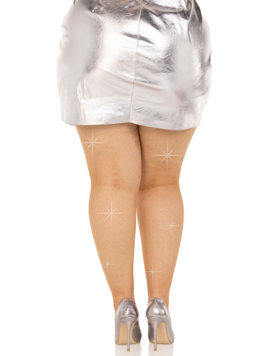 Colby Rhinestone Fishnet Tights - 1x/2x - Caramel  2