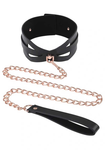 Brat Collar and Leash - Black / Rose Gold  5