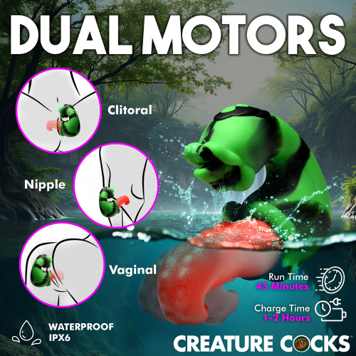 Tongue Lasher Silicone Vibrator - Green  5