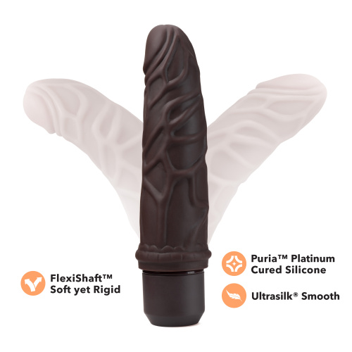 Dr. Skin Silicone - Dr. Robert - 7 Inch Vibrating  Dildo - Brown  5
