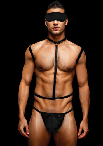 Envy 3 Pc Wet Look Chest Harness - Medium/large -  Black  2