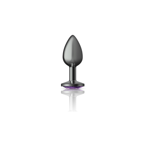 Cheeky Charms-Gunmetal Metal Butt Plug- Round-Deep Purple-Small  4