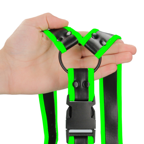 Bonded Leather Buckle Harness - Small/medium -  Glow in the Dark  3