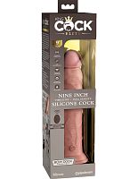 King Cock Elite 9 Inch Vibrating Silicone Dual Density Cock With Remote - Light
