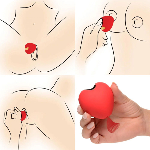 Shegasm 10x Heart Desire Silicone Suction Clit  Stimulator - Red  2
