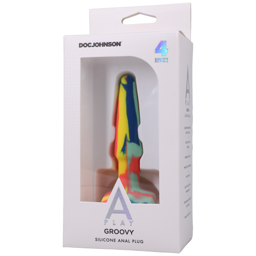 A-Play Groovy Silicone Anal Plug 4 Inch - Sunrise  4