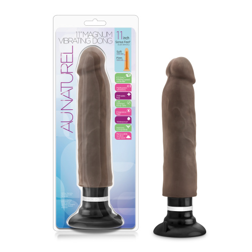 Au Naturel - 11 Inch Sensa Feel Magnum Vibrating  Dong - Chocolate  2
