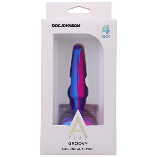 A-Play Groovy Silicone Anal Plug 4 Inch - Berry  3