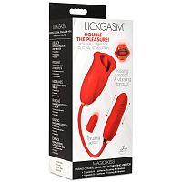Magic Kiss Kissing Clitoral Stimulator With Thrusting Vibrator - Red