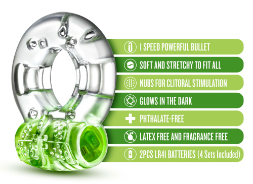 Play With Me - Arouser Vibrating C-Ring - Green  3