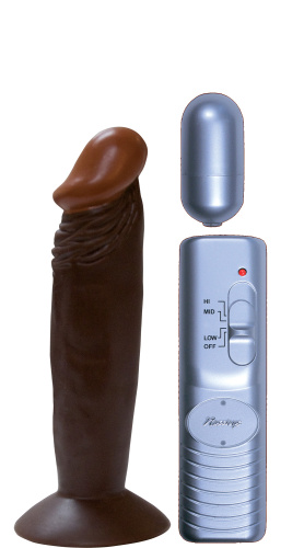 Afro American Whoppers 6 Inch Vibrating Dong With Bullet - Brown  2